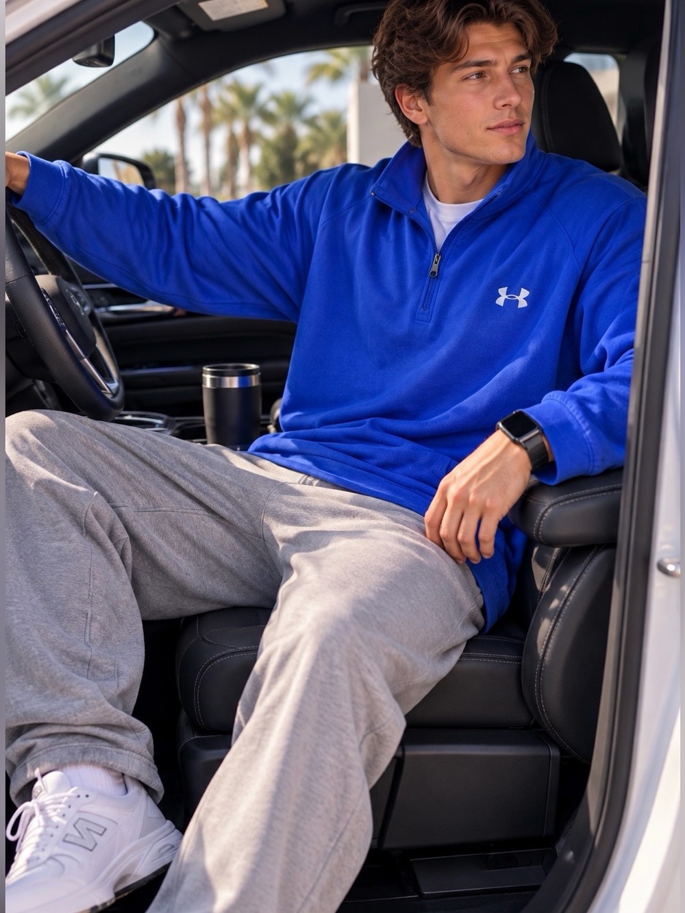 Under Armour Men's 3XL Loose Fit Blue Quarter-Zip Fleece Pullover